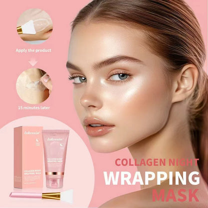 Hydrolyzed Collagen Overnight Wrapping Peel Off Facial Mask Anti-Wrinkle  Shrink Pores Brightening for Oily/Dull Skin Care