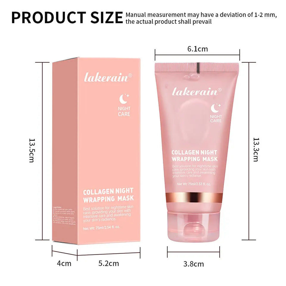 Hydrolyzed Collagen Overnight Wrapping Peel Off Facial Mask Anti-Wrinkle  Shrink Pores Brightening for Oily/Dull Skin Care
