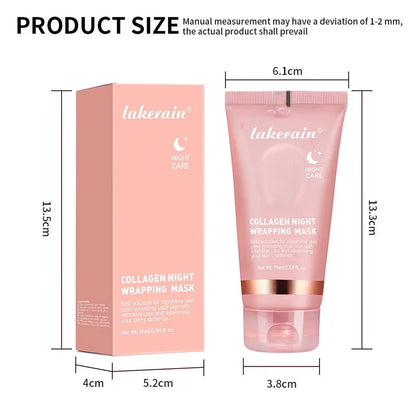 Hydrolyzed Collagen Overnight Wrapping Peel Off Facial Mask Anti-Wrinkle  Shrink Pores Brightening for Oily/Dull Skin Care