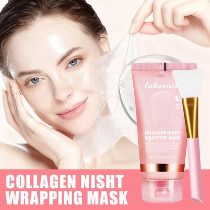 Hydrolyzed Collagen Overnight Wrapping Peel Off Facial Mask Anti-Wrinkle  Shrink Pores Brightening for Oily/Dull Skin Care