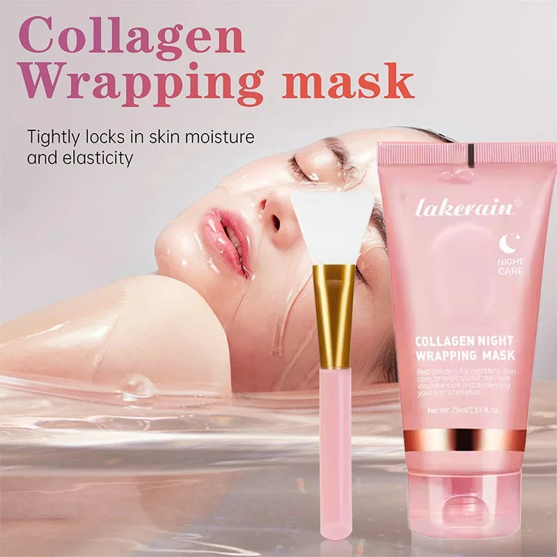 Hydrolyzed Collagen Overnight Wrapping Peel Off Facial Mask Anti-Wrinkle  Shrink Pores Brightening for Oily/Dull Skin Care