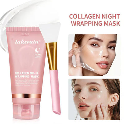 Hydrolyzed Collagen Overnight Wrapping Peel Off Facial Mask Anti-Wrinkle  Shrink Pores Brightening for Oily/Dull Skin Care